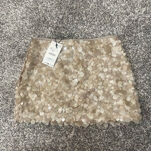 Zara beige sequin mini skirt